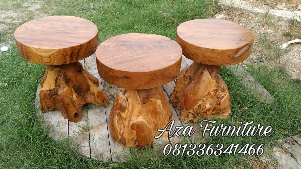 Meja Samping atau Side Table Akar Kayu Jati Model Jamur