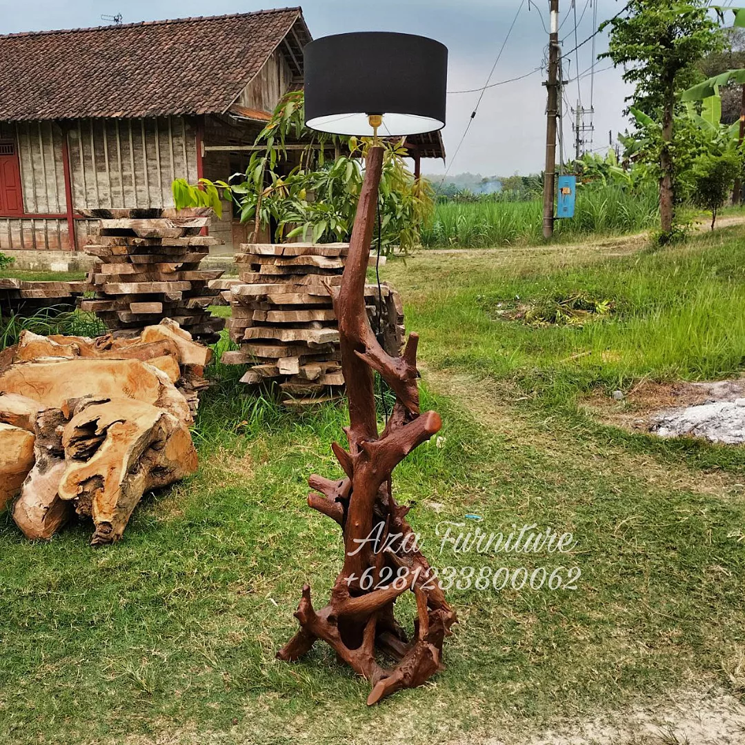 Gambar Produk Dekorasi Lampu Sudut ruangan Unik Akar Kayu Jati