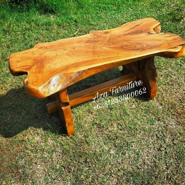 Desain Bangku Panjang Unik Natural Kayu Jati