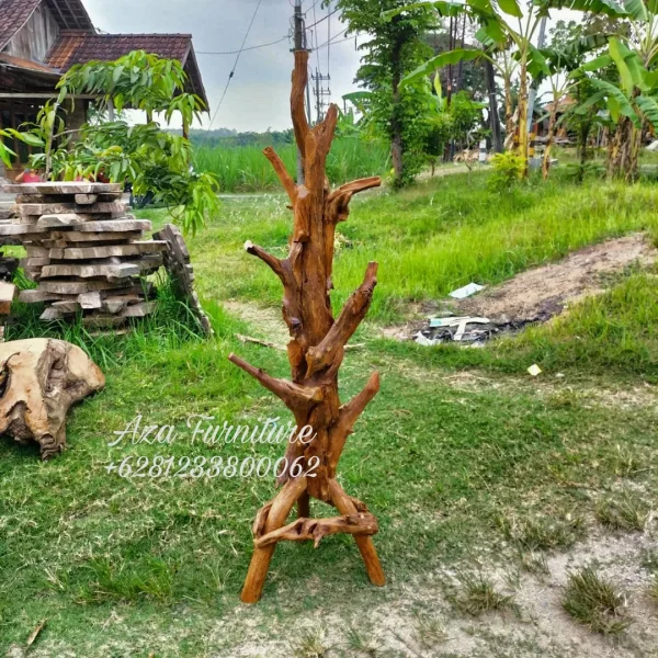 Gambar Gantungan Topi Unik Akar Kayu Jati