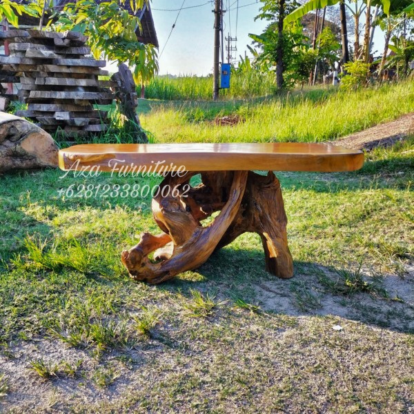 Gambar Meja Kopi Panjang Akar Kayu Jati