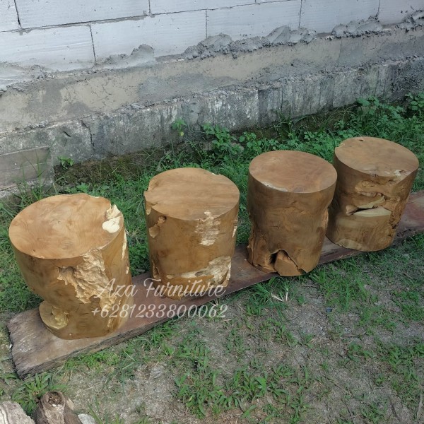 Gambar Bangku Taman Bundar Santai Solid Kayu Jati