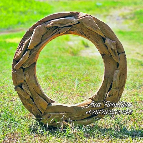 Gambar Frame Cermin Bundar Kayu Jati Rustic Terbaru