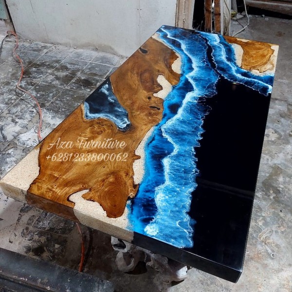 Gambar Meja Tamu Resin Kayu Jati