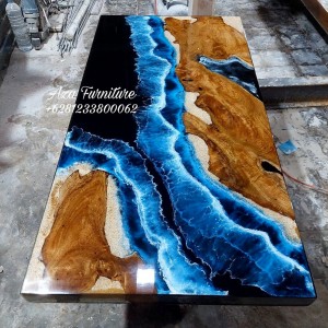 Gambar Meja Tamu Resin Kayu Jati Tua