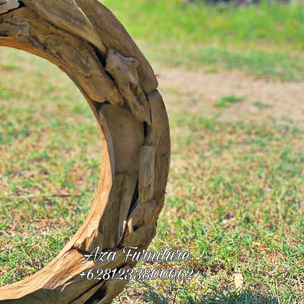 Gambar Produk Frame Cermin Bundar Kayu Jati Rustic Terbaru