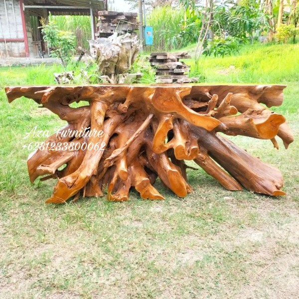 Gambar Produk Meja Dinding Panjang Natural Akar Kayu Jati