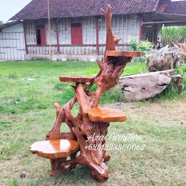 Gambar Produk Rak Pot Hias 4 Tatakan Akar Kayu Jati