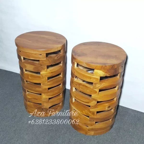 Gambar Desain Tatakan Pot Model Bata Natural Kayu Jati