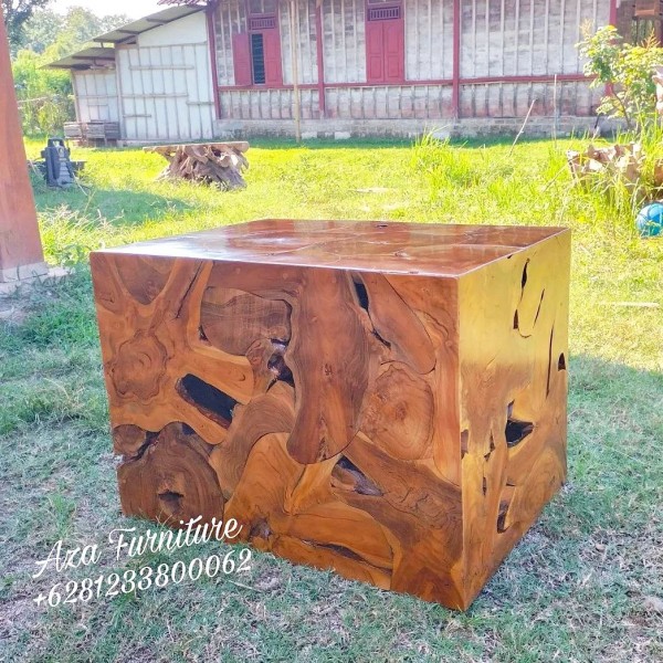 Gambar Meja Sudut Rustik Box Kayu Jati Tua