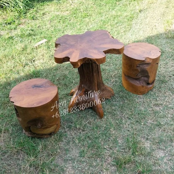 Gambar Produk Set Meja Bangku Bar Natural Kayu Jati