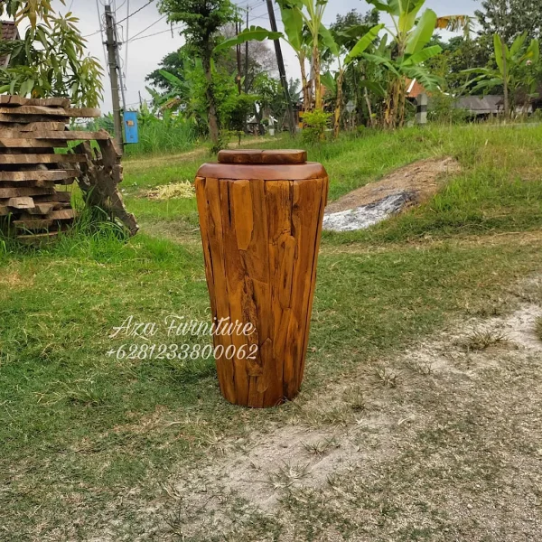 Gambar Produk Vas Tinggi Natural Unik Kayu Jati