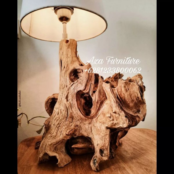 Gambar Desain Lampu Meja Natural Modern Kayu Jati