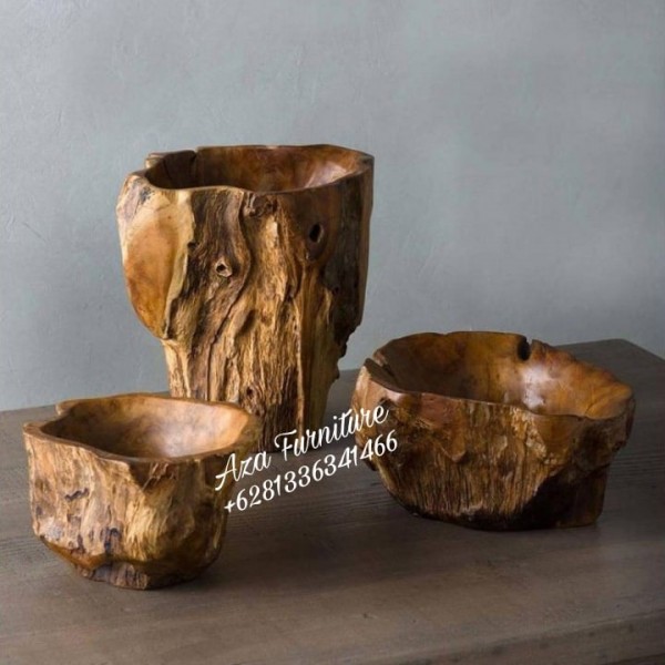 Gambar Desain Set Pot Model Rustic Akar Kayu Jati