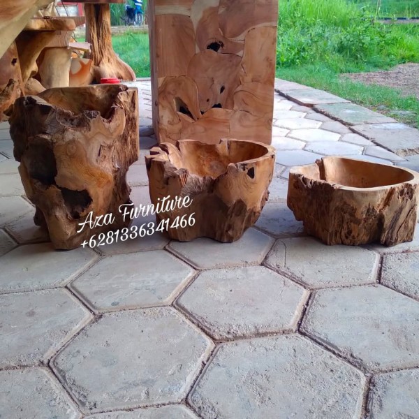 Gambar Produk Set Pot Model Rustic Akar Kayu Jati