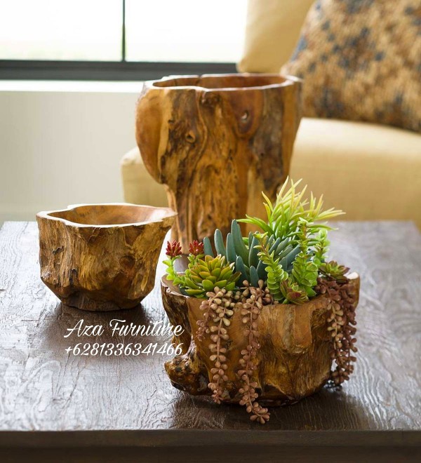 Gambar Set Pot Model Rustic Akar Kayu Jati